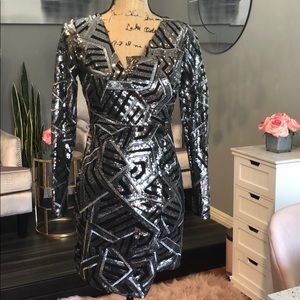 NWT Gianni Benne black sequins dress